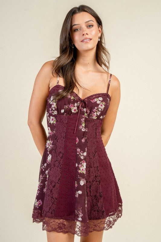 FIT & FLARE MIX MEDIA MINI DRESS