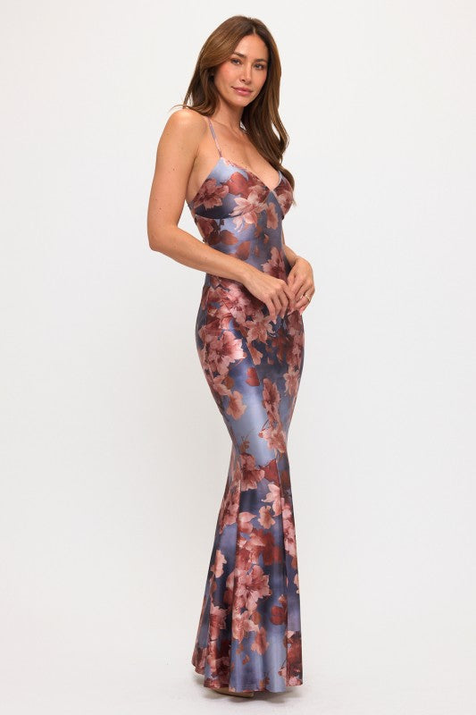 FLORAL BODYCON MAXI DRESS