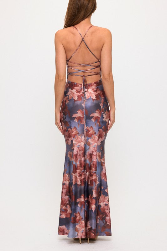 FLORAL BODYCON MAXI DRESS