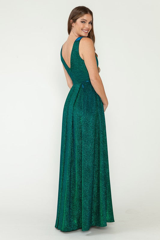 MIRANDA METALLIC VNECK GOWN