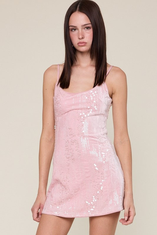 BLUSH SEQUIN MINI DRESS