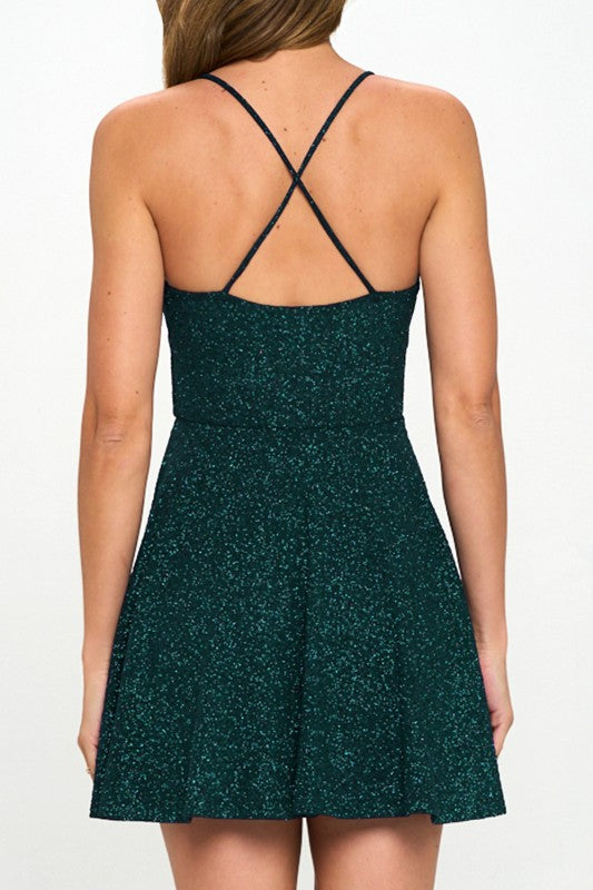 GLITTER SKATER FIT AND FLARE DRESS
