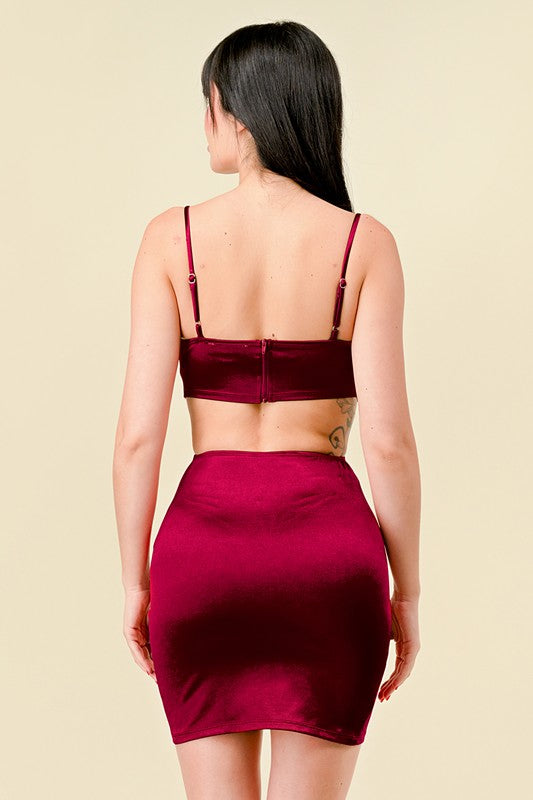 SATIN CUT OUT OPEN BACK MINI CORSET DRESS