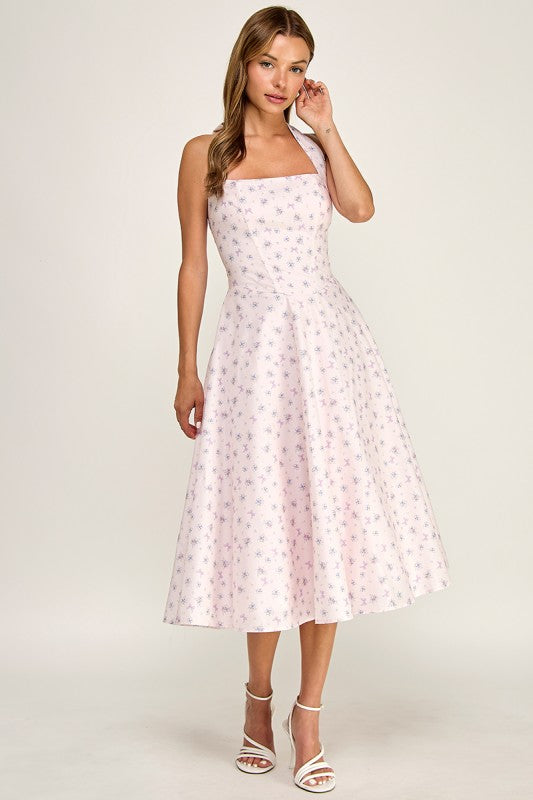 BLUSH FLORAL MIDI DRESS