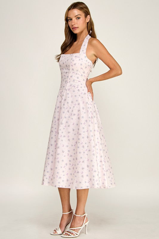 BLUSH FLORAL MIDI DRESS