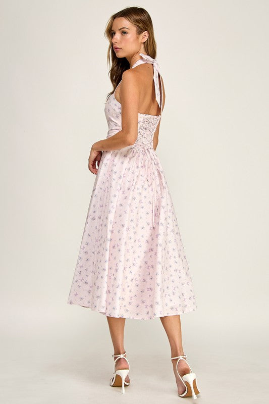 BLUSH FLORAL MIDI DRESS