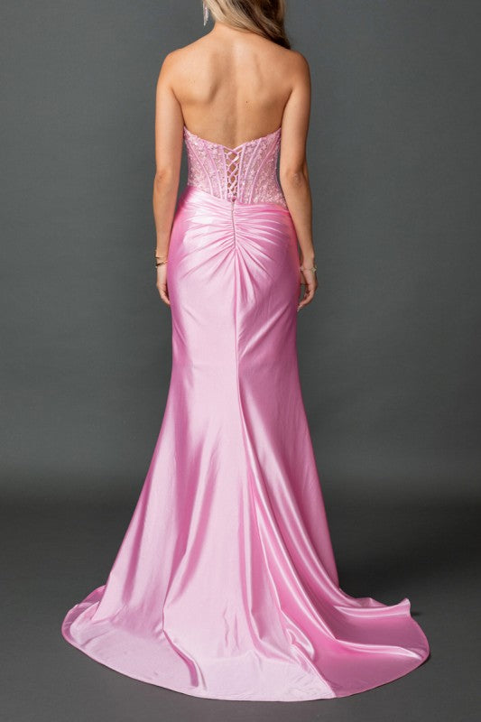SWEETHEART SATIN FORMAL GOWN