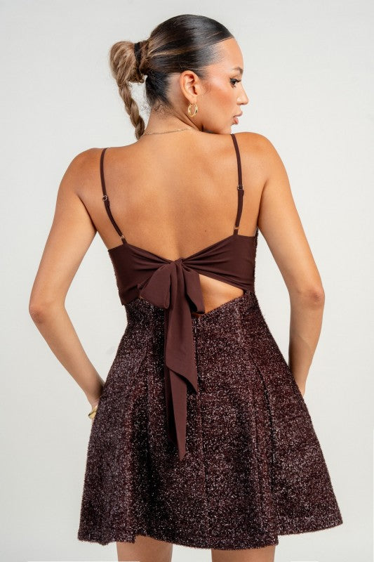 SEQUIN FIT AND FLARE MINI DRESS