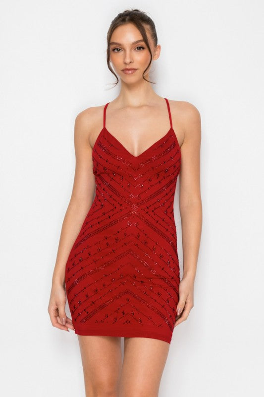 VNECK SEQUIN BODYCON DRESS
