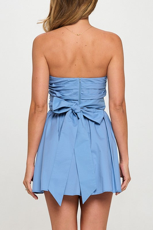 STRAPLESS BOW BACK DRESS