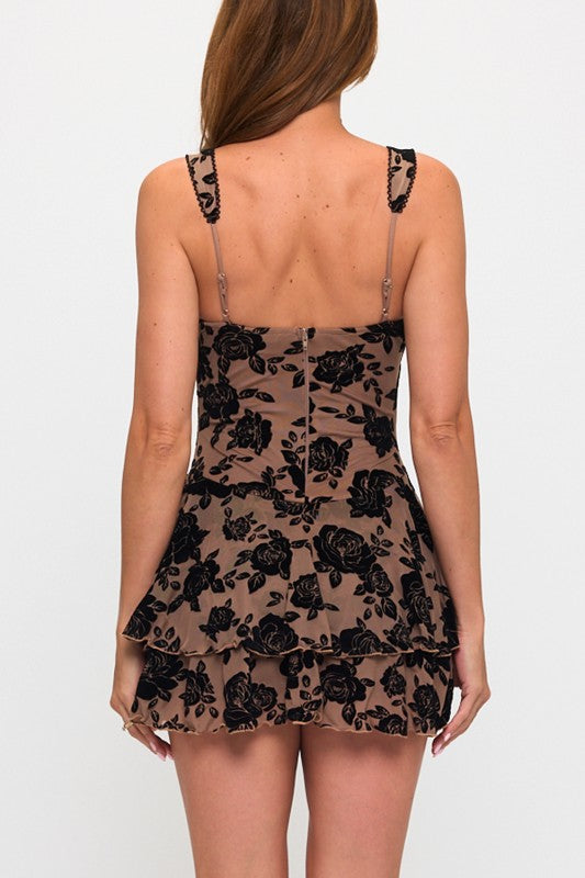 FLORAL RUFFLE MINI DRESS