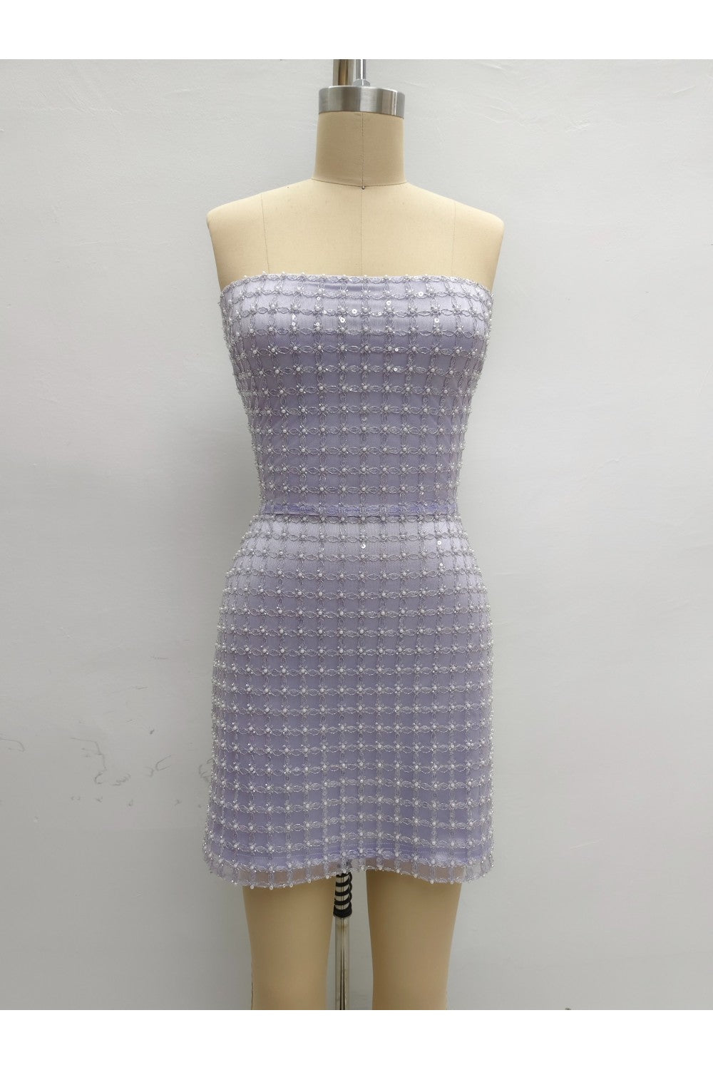 STRAPLESS BEADED LACE UP MINI DRESS