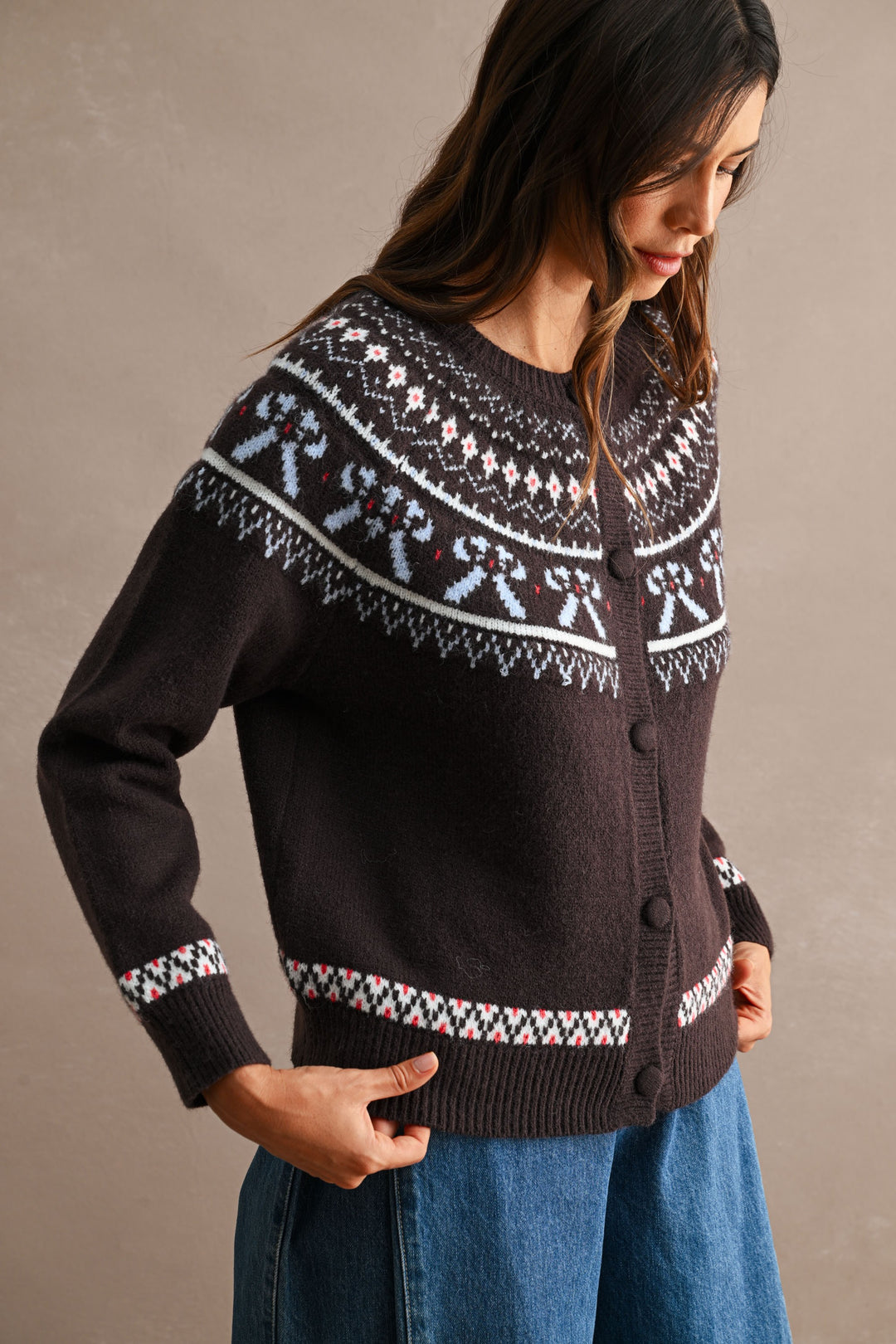 MULTI PRINT NOVELTY SWEATER