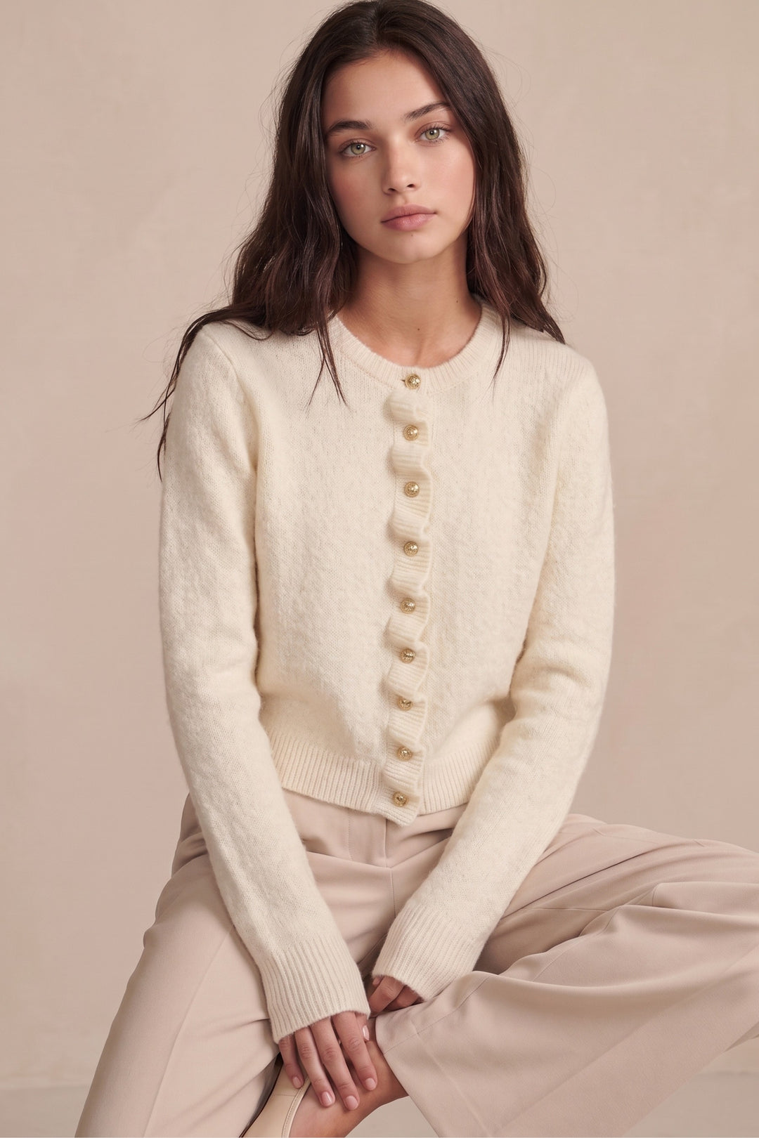 RUFFLE DETAIL CARDIGAN