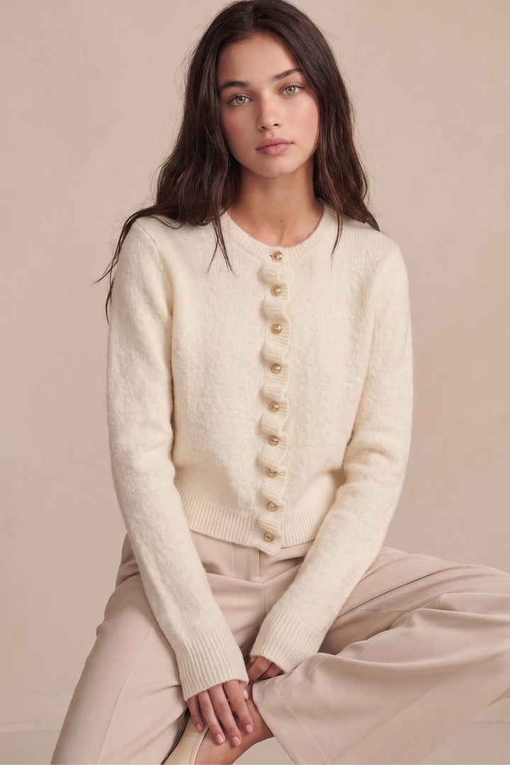 RUFFLE DETAIL CARDIGAN