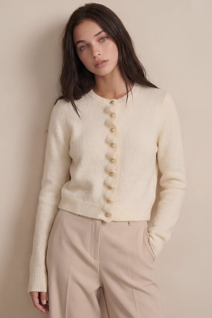 RUFFLE DETAIL CARDIGAN