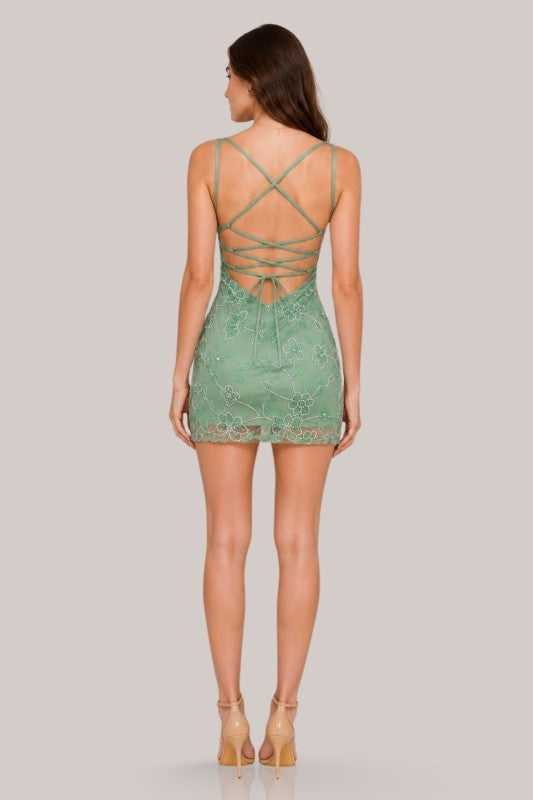 GARDEN MUSE BEADED MINI DRESS