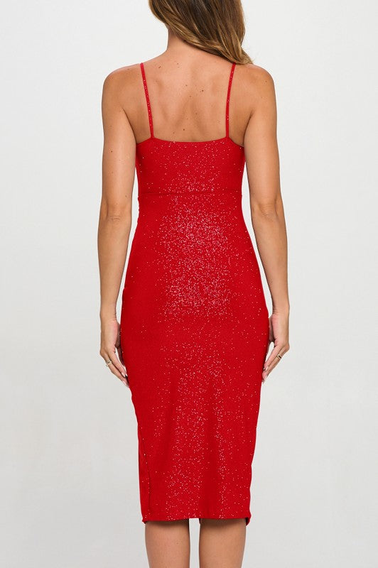 GLITTER BODYCON MIDI DRESS