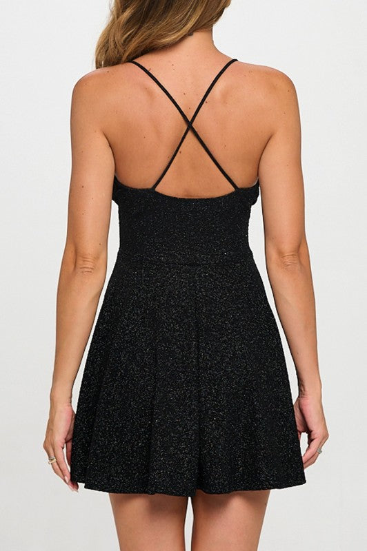 GLITTER MINI SKATER DRESS