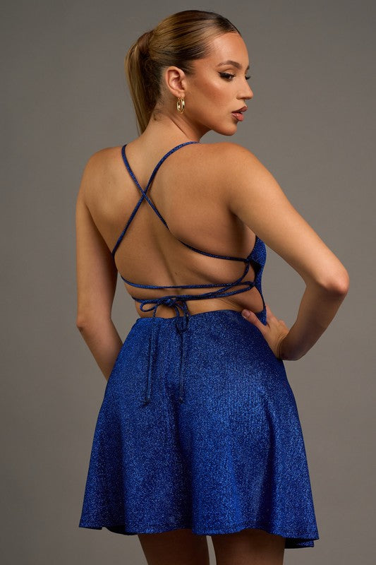 GLITTER GALAXY SKATER MINI DRESS