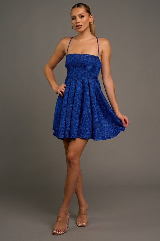 GLITTER GALAXY SKATER MINI DRESS