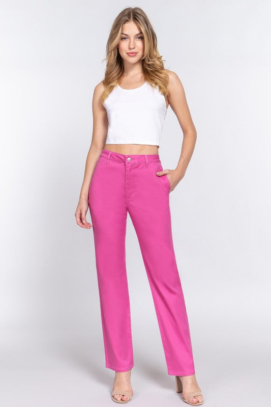 STRAIGHT FIT TWILL LONG PANTS