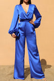 LACE BK SATIN JUMPSUIT