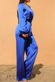LACE BK SATIN JUMPSUIT