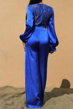 LACE BK SATIN JUMPSUIT