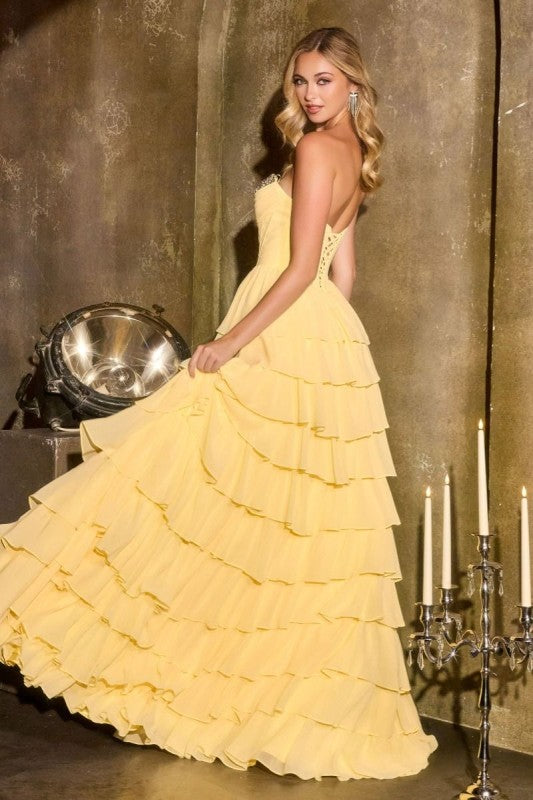 HIGH END RUFFLE TIERED GOWN