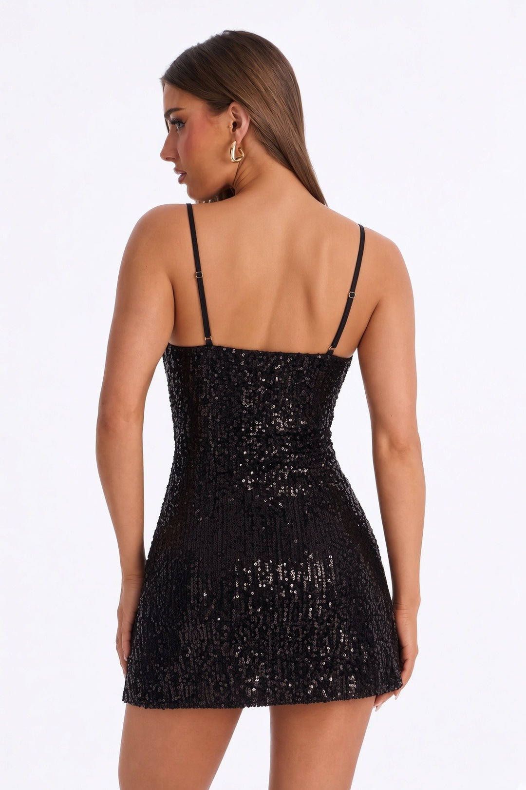 BACK ZIP SEQUIN SLEEVELESS MINI DRESS