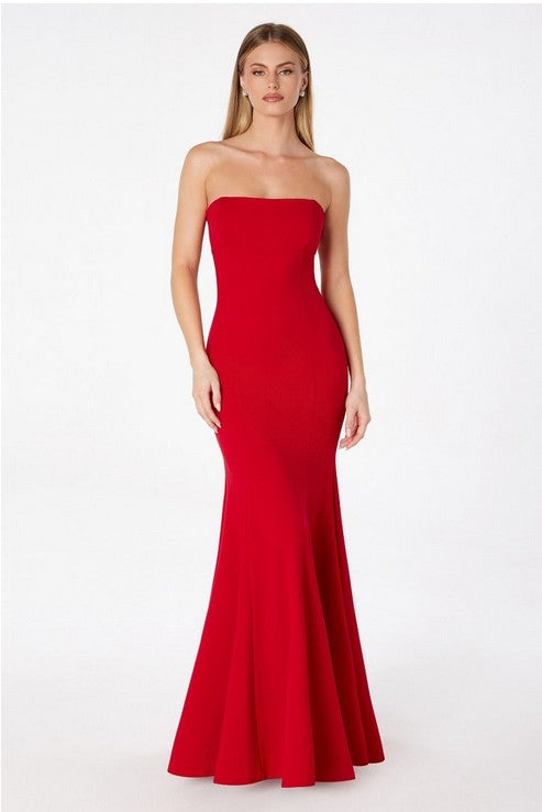 STRAPLESS MAXI GOWN WITH OPEN BACK TIE