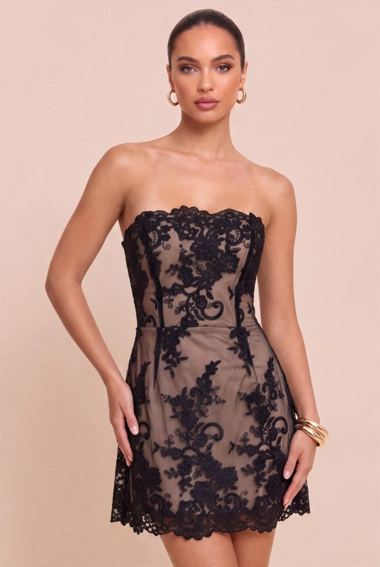 SCALLOP LACE STRUCTURE DRESS