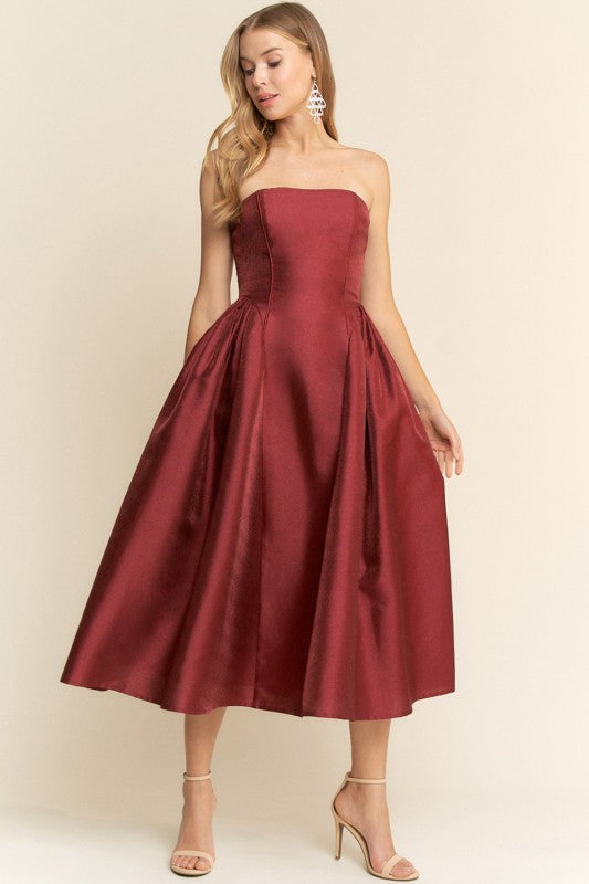 VINTAGE STRAPLESS MIDI DRESS