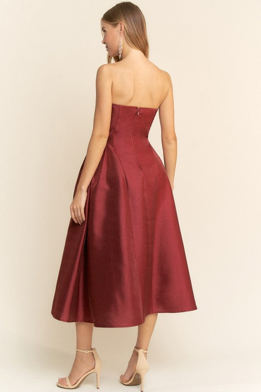 VINTAGE STRAPLESS MIDI DRESS