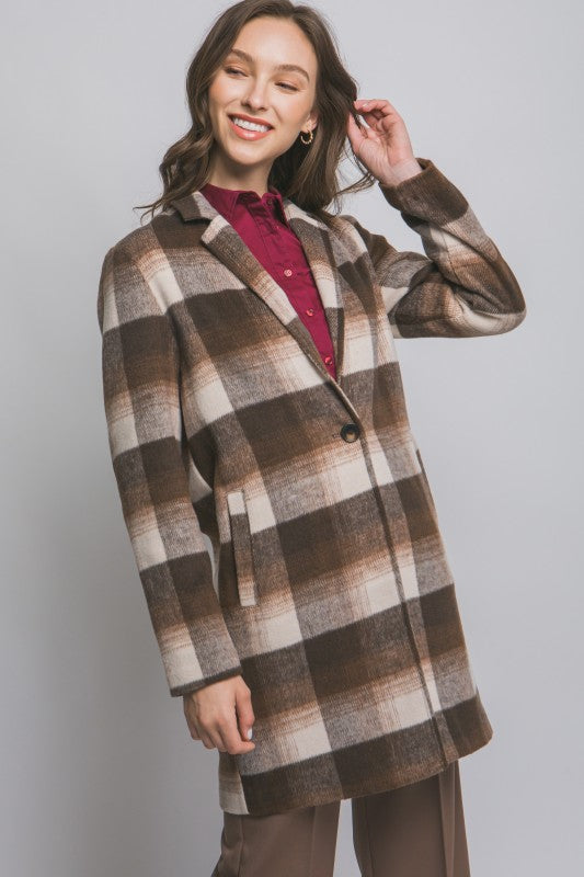 PLAID STATEMENT JACKET