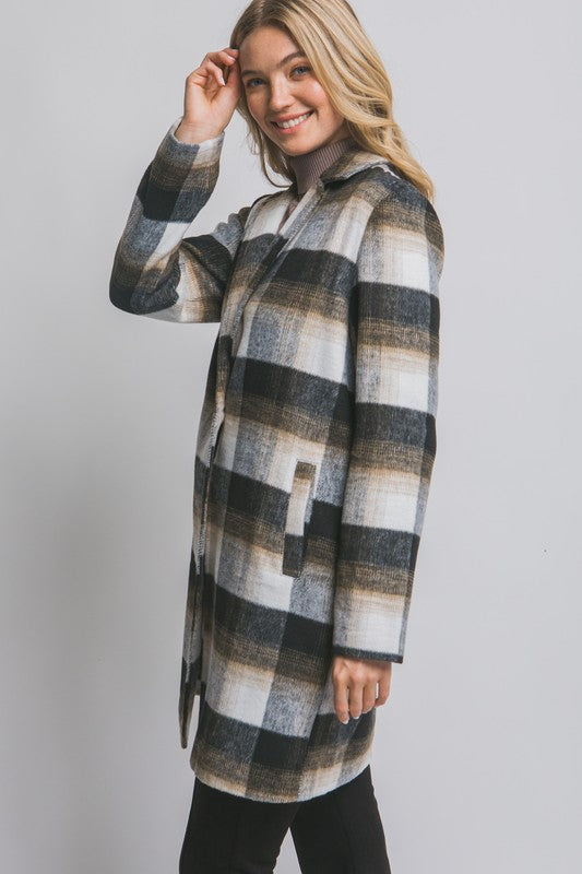 PLAID STATEMENT JACKET