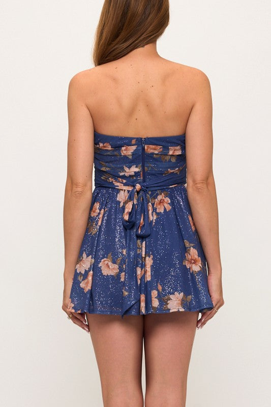 GLITTER SEQUIN STRAPLESS DRESS