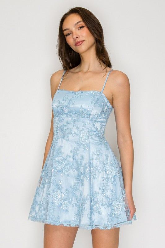 FLORAL ALINE MINI DRESS