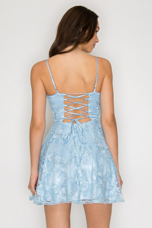 FLORAL ALINE MINI DRESS