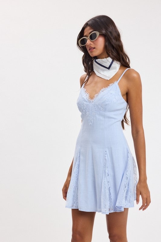 ALINE DRESS WITH LACE ACCENT TRIM