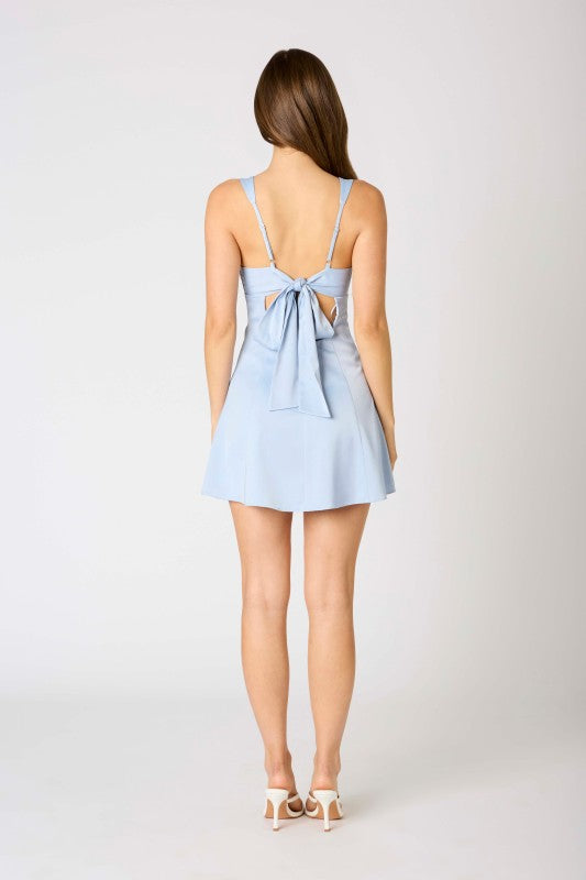 SATIN MINI WITH TIE BACK DRESS