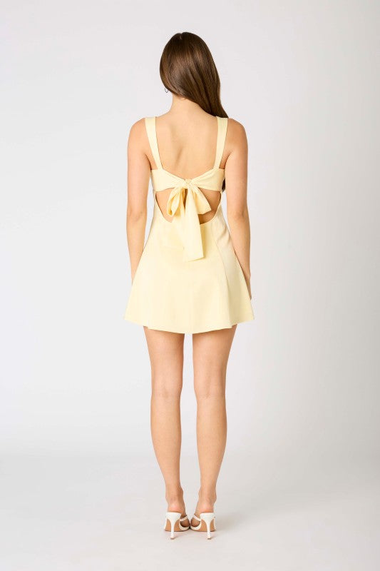 SATIN MINI WITH TIE BACK DRESS