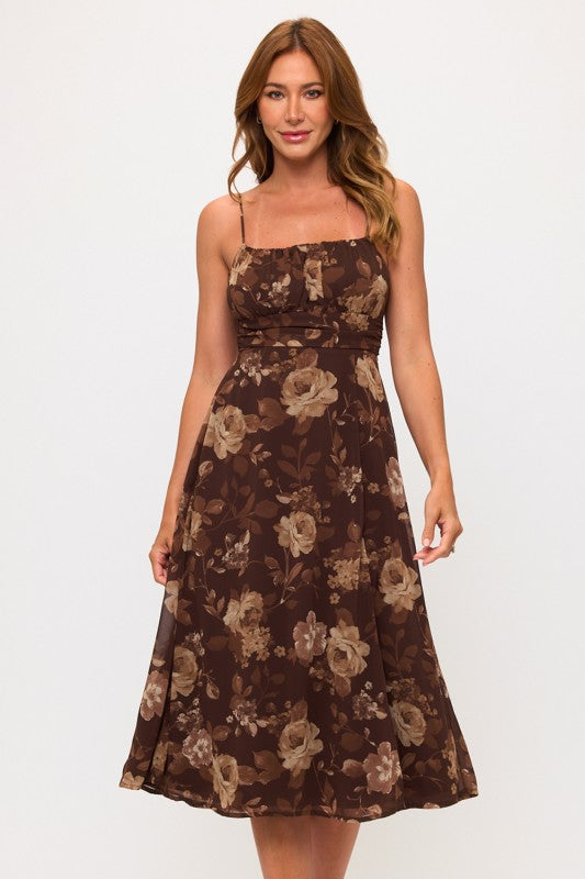 FALL FLORAL MIDI DRESS