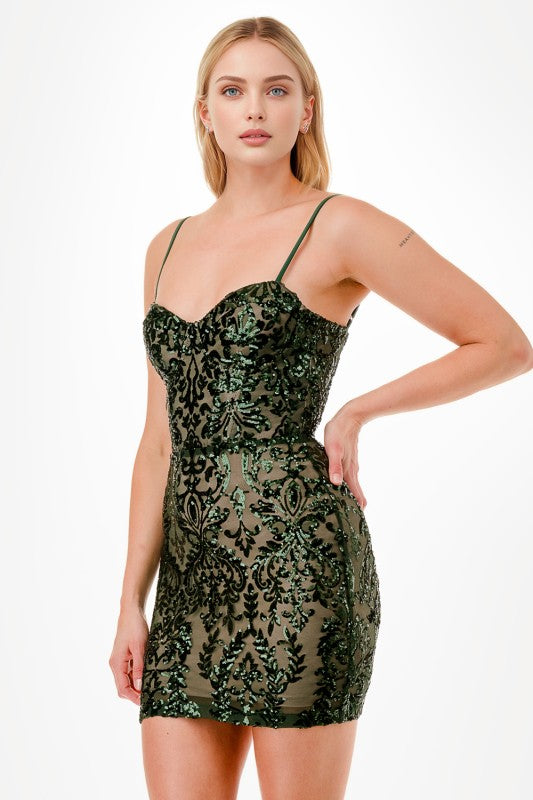 FLORAL SEQUIN BODYCON DRESS