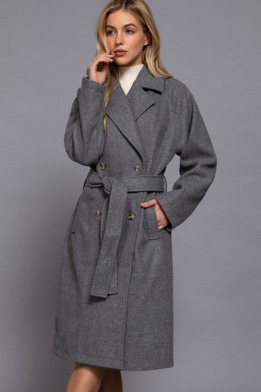 DOUBLE BREASTED BUTTON SOFT TRENCH COAT