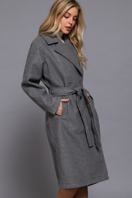 DOUBLE BREASTED BUTTON SOFT TRENCH COAT
