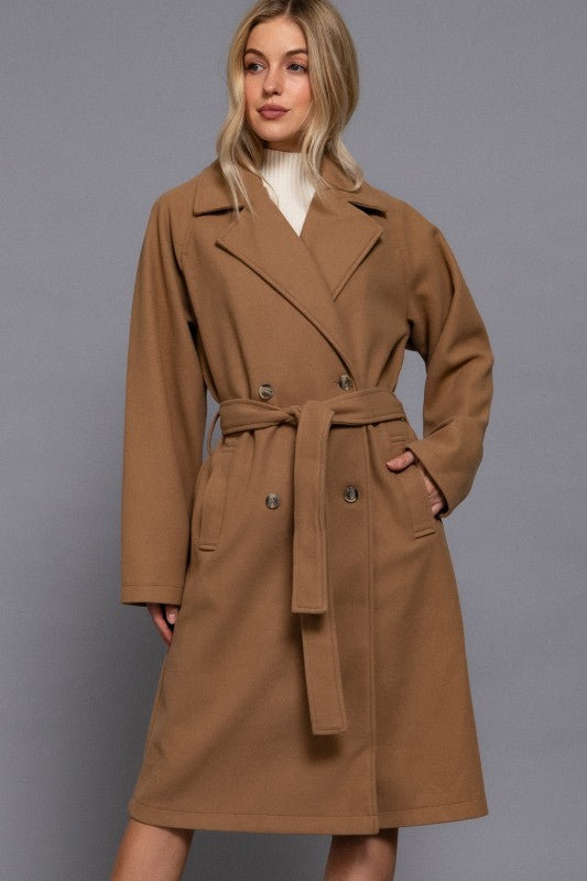 DOUBLE BREASTED BUTTON SOFT TRENCH COAT
