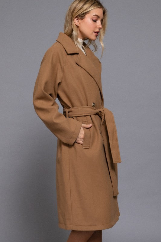 DOUBLE BREASTED BUTTON SOFT TRENCH COAT