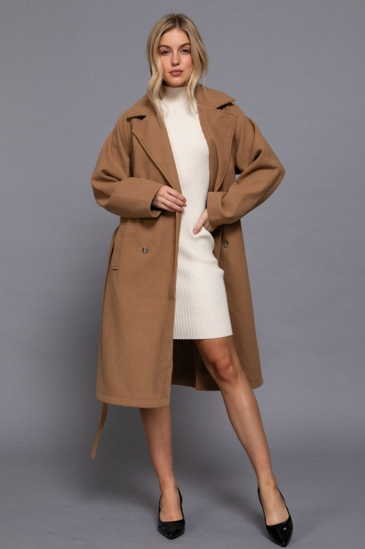 DOUBLE BREASTED BUTTON SOFT TRENCH COAT